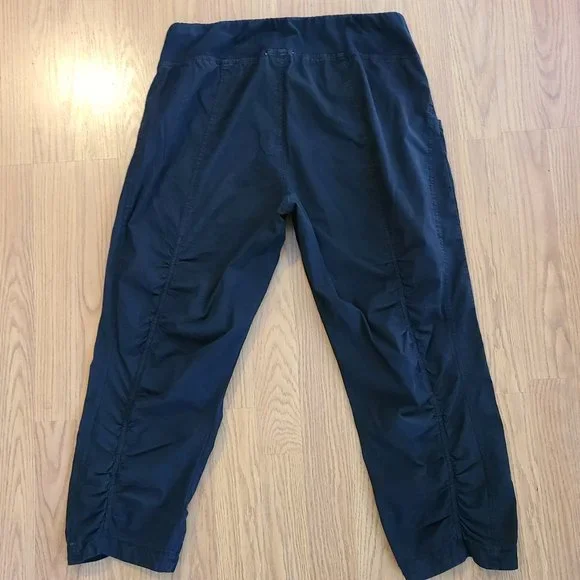 CORE WEARABLES XCVI IRIS cropped ruched black stretch cotton pants sz L - Picture 5 of 7